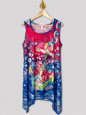 Leoma Lovegrove Colorful Anchor Print Sleeveless Dress Nautical Art Dress